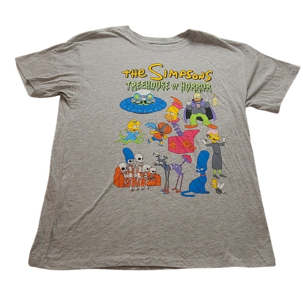 The Simpsons Treehouse‎ of Horror T-Shirt Gray Halloween Graphic Tee Men's Large